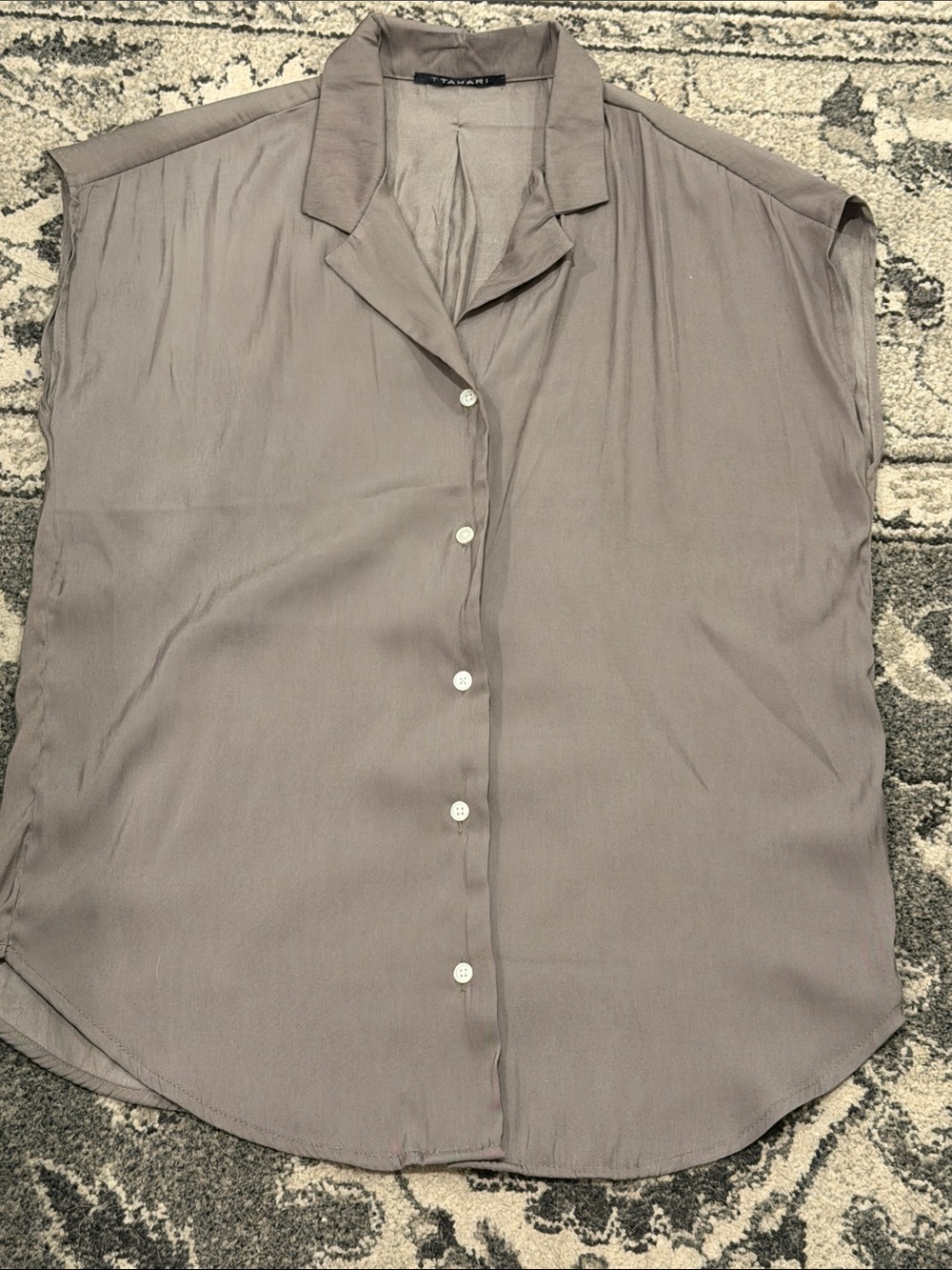 T Tahari - Sleeveless Button-Front Women’s Top in Taupe